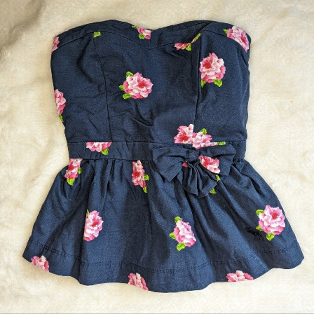 Abercrombie║Strapless Floral Peplum║Size L